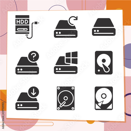 Simple set of 9 icons related to trying
