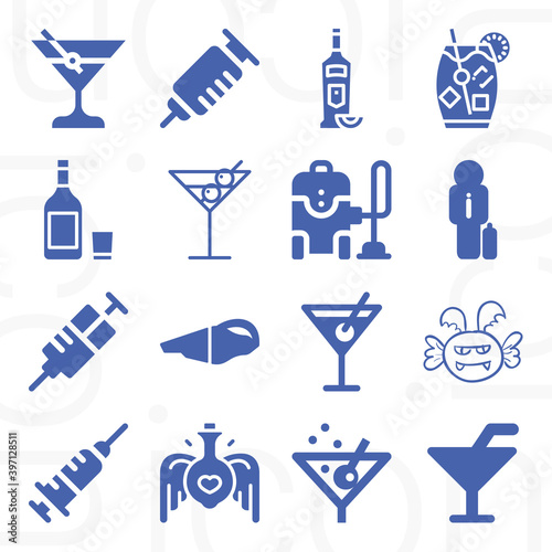 16 pack of liquids  filled web icons set