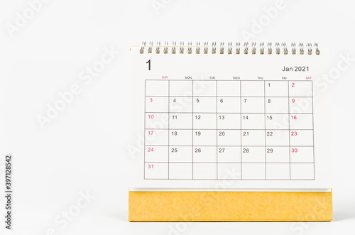 January 2021 Calendar desk for organizer to plan and reminder.
