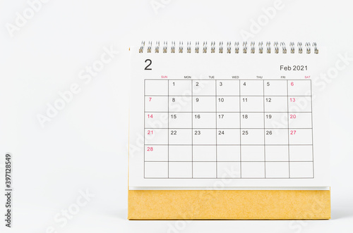 February 2021 Calendar desk for organizer to plan and reminder. © gamjai