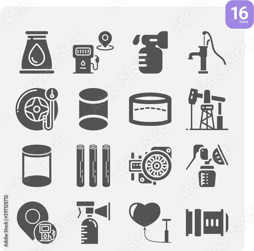 Simple set of piston chamber related filled icons.