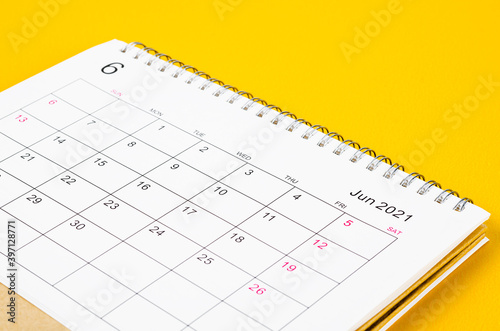 June 2021 Calendar desk for organizer to plan and reminder.