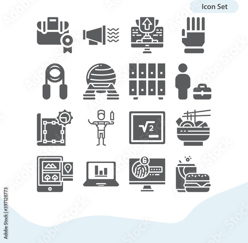 Simple set of investigation related filled icons.