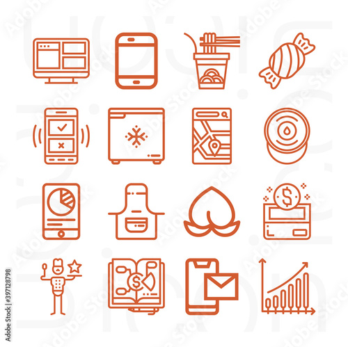 16 pack of ps  lineal web icons set