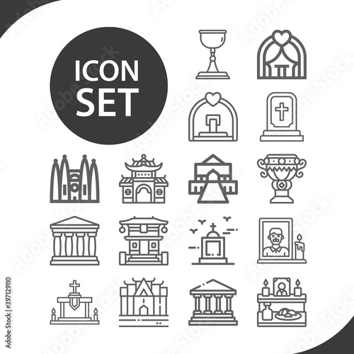 Simple set of shrine related lineal icons.