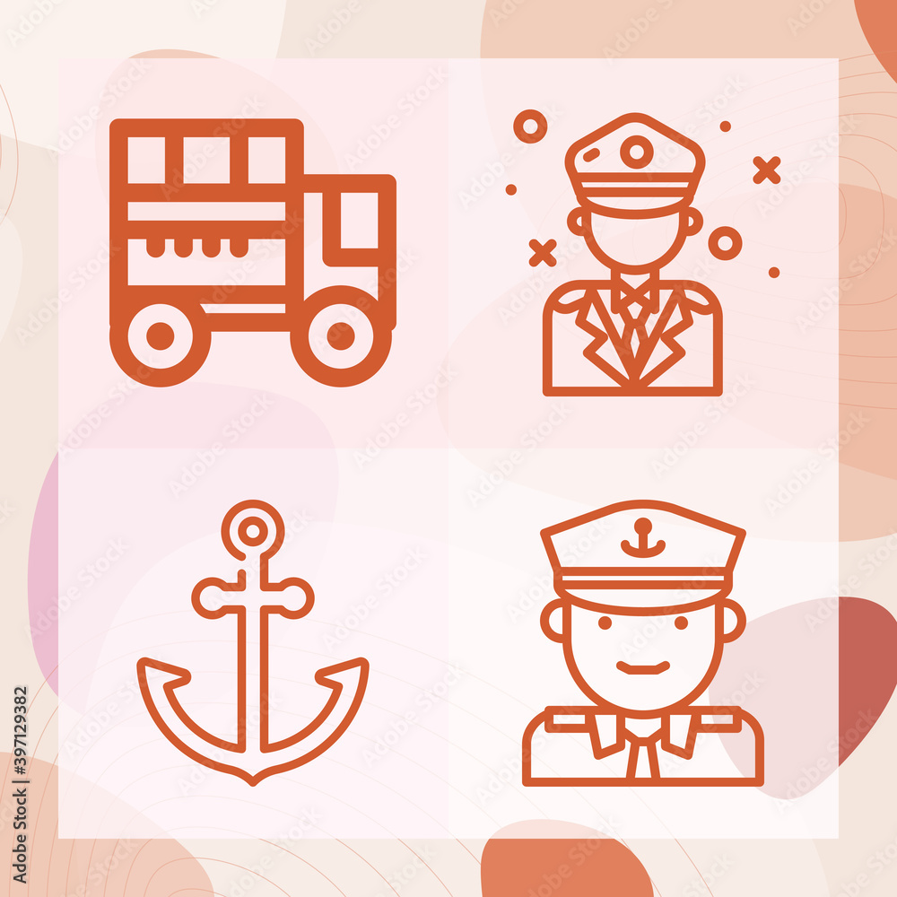 Simple set of navy related lineal icons Simple set of navy related lineal icons