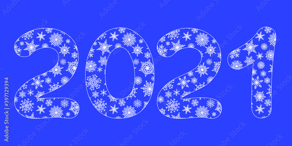 New Year, number 2021 consisting of snowflakes. Festive vector. New Year, number 2021 consisting of snowflakes. Festive vector.