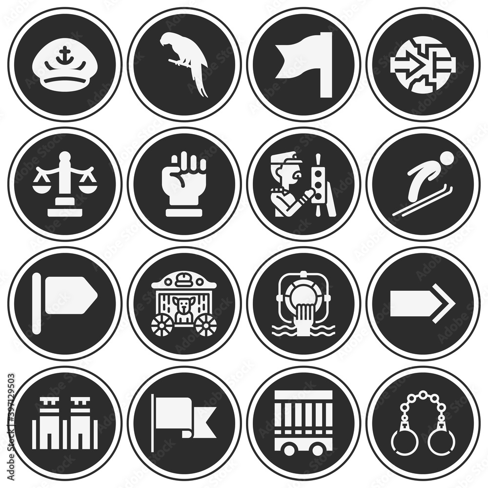 16 pack of freedom  filled web icons set