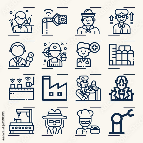 Simple set of sectors related lineal icons.