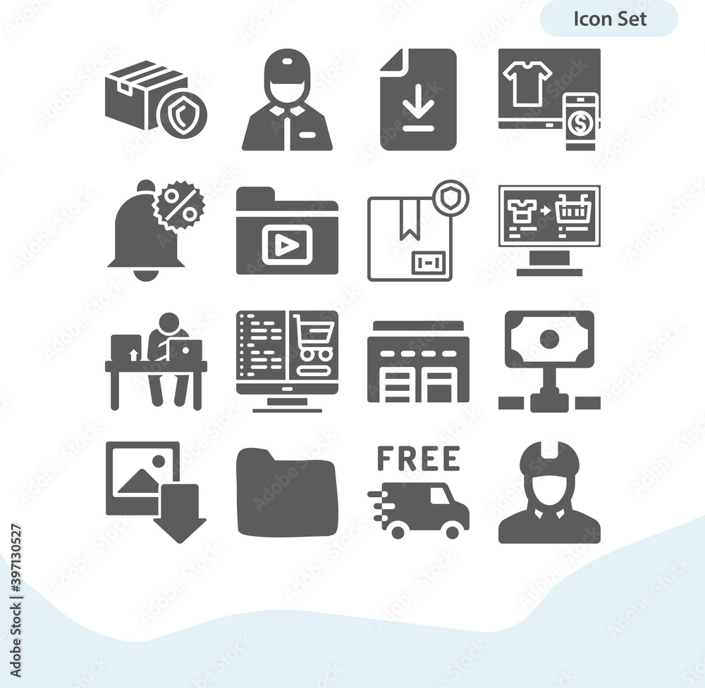 Simple set of distribution related filled icons. Simple set of distribution related filled icons.