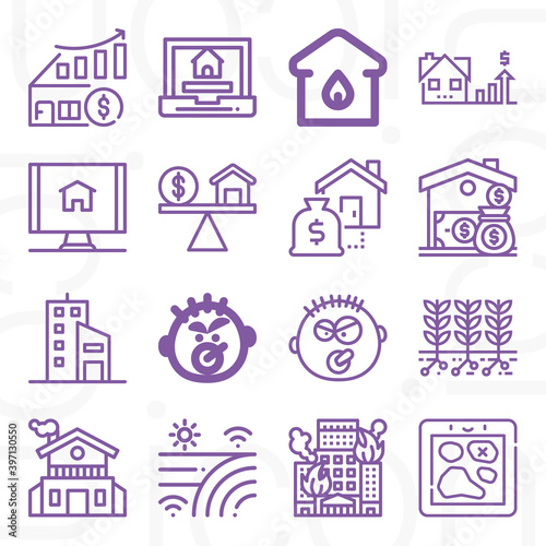 16 pack of entail  lineal web icons set
