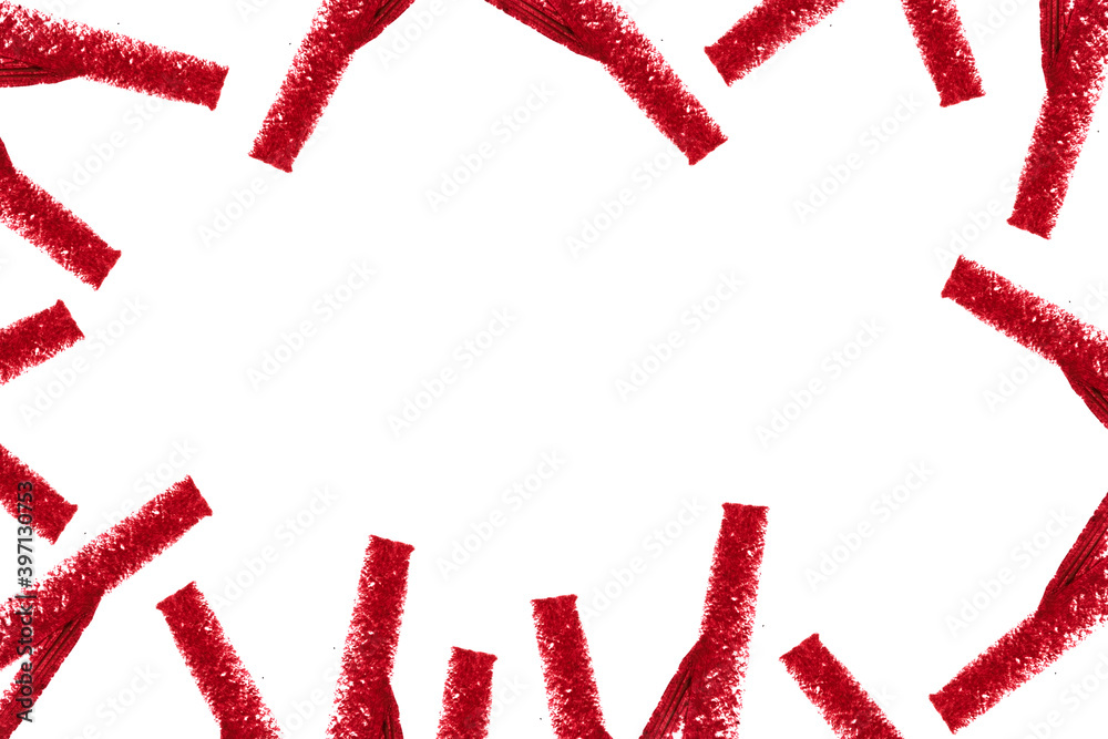 Red colour lipstick stroke around border with empty space Red colour lipstick stroke around border with empty space