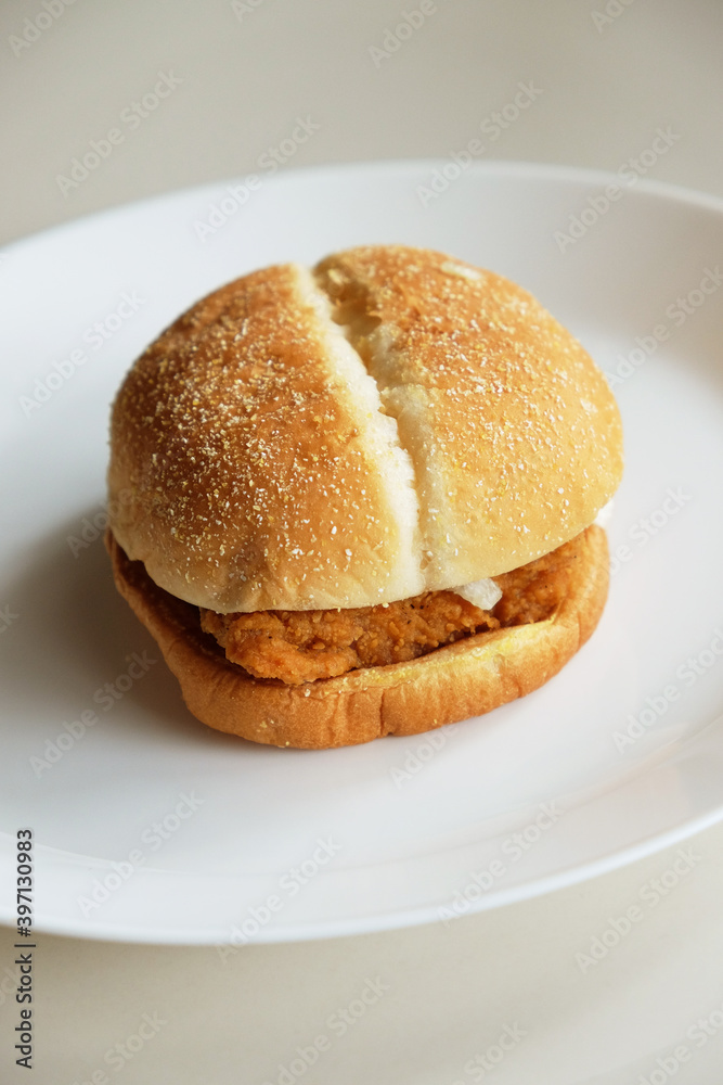 Close up of spicy chicken burger Close up of spicy chicken burger