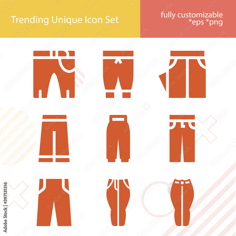 Simple set of jean related filled icons. Simple set of jean related filled icons.