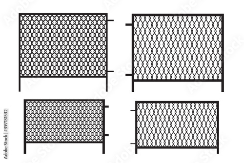 3d mesh fence for banner design. Black mesh fence on white background. Isolated vector. Stock image. EPS 10.