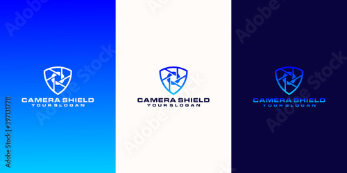 camera logo and security concept with outline style