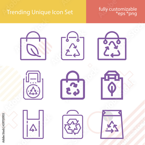 Simple set of recycled related lineal icons.