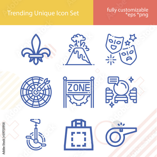 Simple set of volcanic related lineal icons.