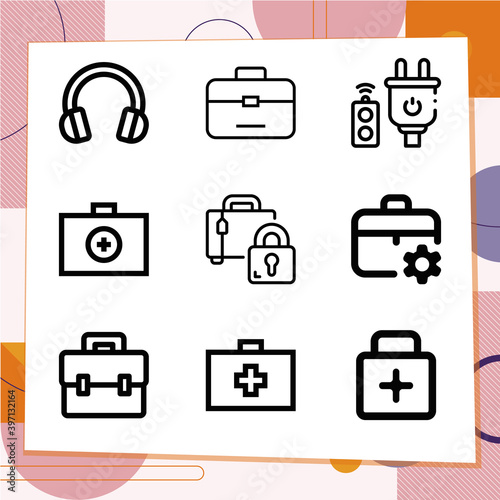 Simple set of 9 icons related to outfit