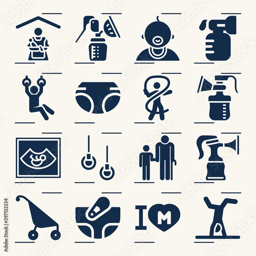 Simple set of grandparents related filled icons.