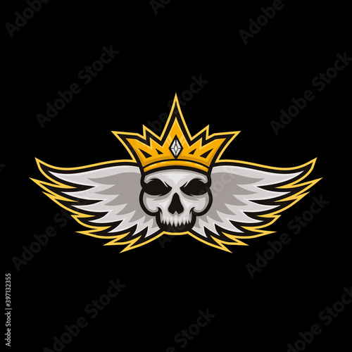 skull king sports logo. skull king mascot logo for gaming team