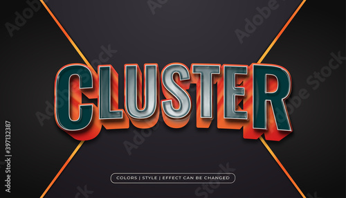 Realistic Blue and Orange text style with plastic texture effect