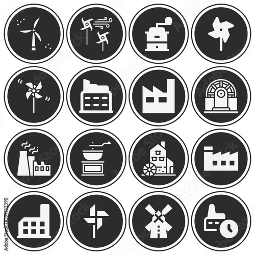 16 pack of production line filled web icons set
