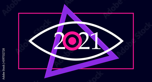 2021 with Masonic symbols. Merry Christmas and happy New Year related flat style vector illustration.