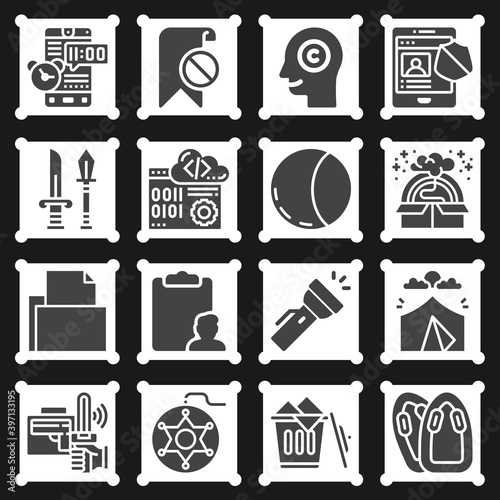 16 pack of miscellaneous  filled web icons set