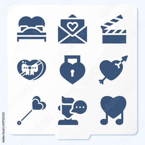 Simple set of 9 icons related to dearest