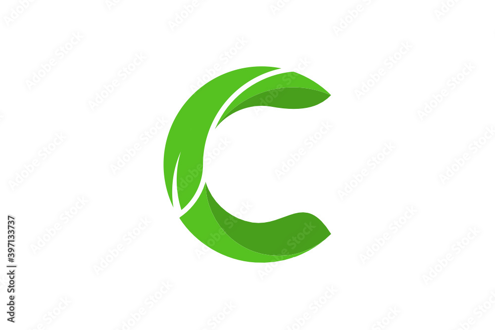 C letter and leaf green logo illustration C letter and leaf green logo illustration