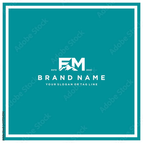 letter FM mountain logo design vector