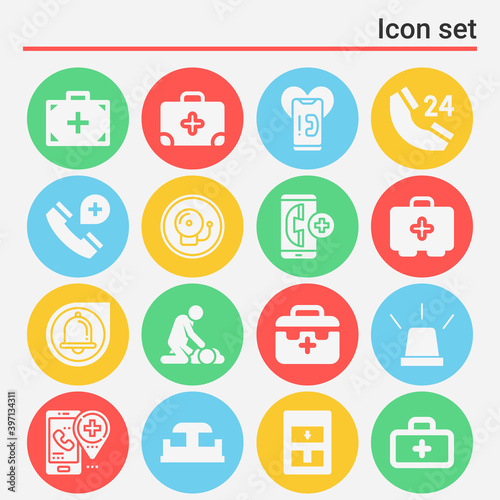 16 pack of parking brake filled web icons set