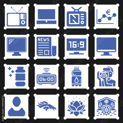 16 pack of channel  filled web icons set