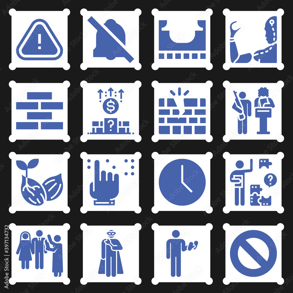 16 pack of difficulty  filled web icons set