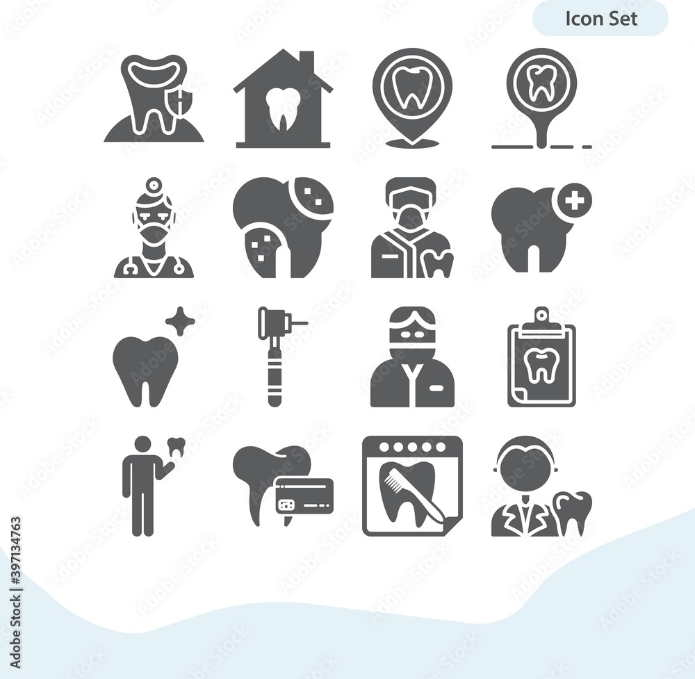 Simple set of tooth doctor related filled icons. Simple set of tooth doctor related filled icons.
