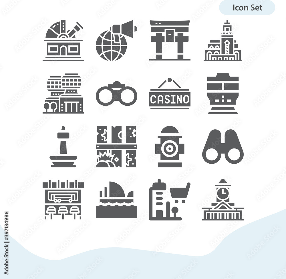 Simple set of township related filled icons. Simple set of township related filled icons.