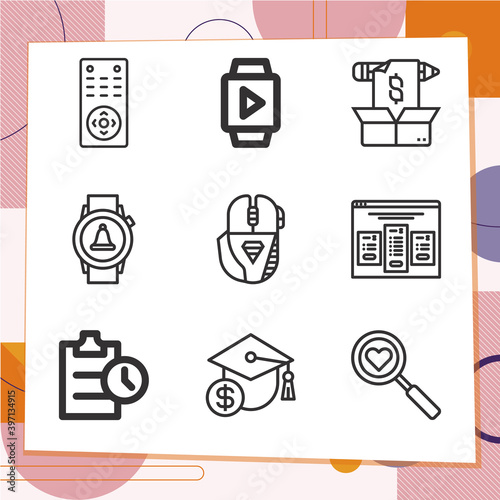 Simple set of 9 icons related to ascertain