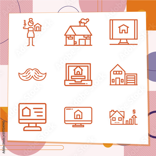 Simple set of 9 icons related to dot product