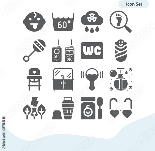 Simple set of shower related filled icons.