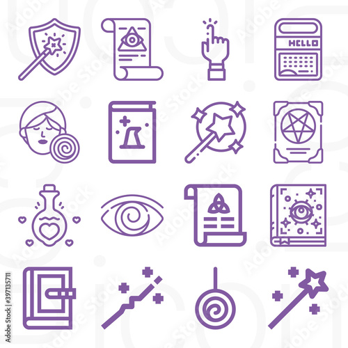 16 pack of spelled  lineal web icons set
