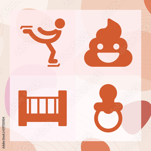 Simple set of fall flat related filled icons