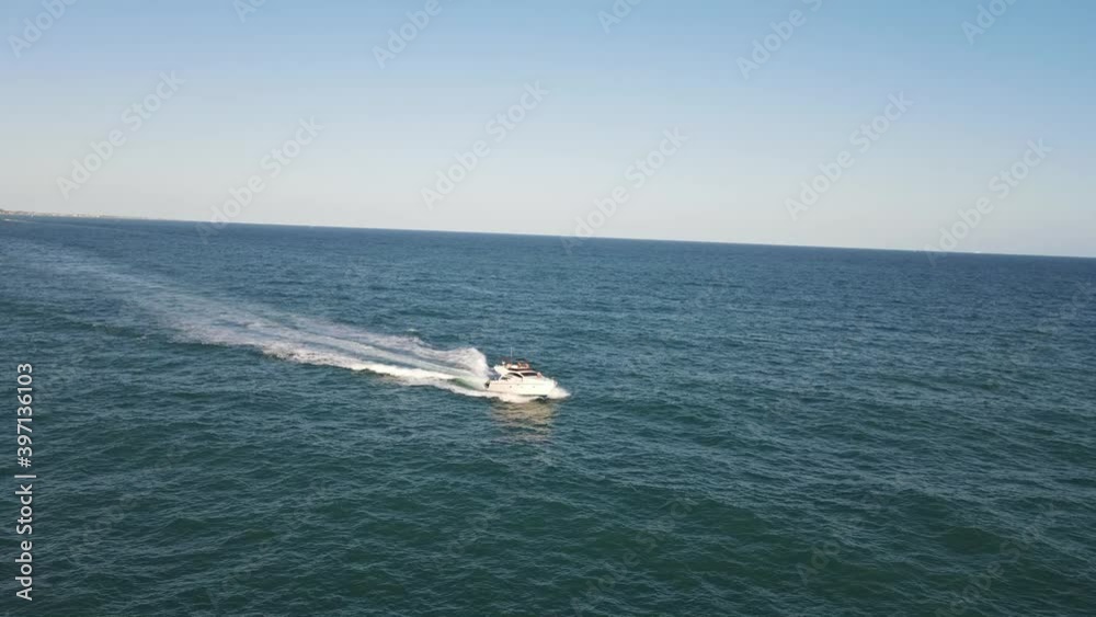 Aerial views of boats sailing in the coast nearby Barcelona Aerial views of boats sailing in the coast nearby Barcelona