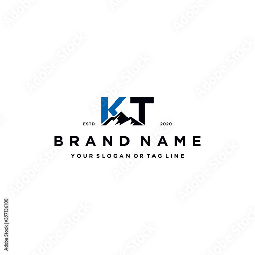 letter KT mountain logo design vector