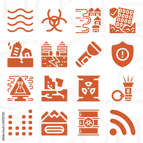16 pack of seismic  filled web icons set