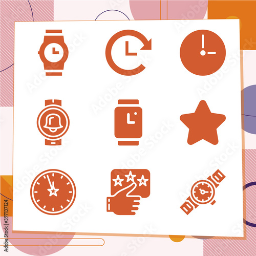 Simple set of 9 icons related to go over