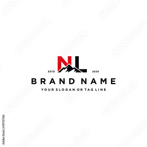 letter NL mountain logo design vector