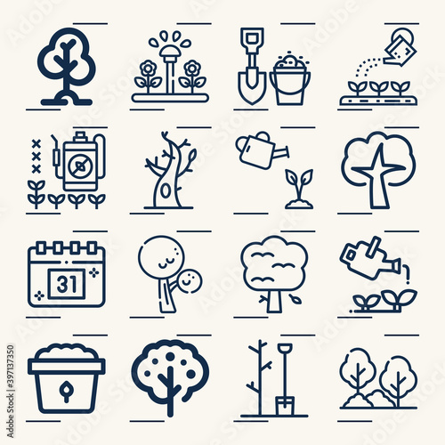 Simple set of eden related lineal icons.