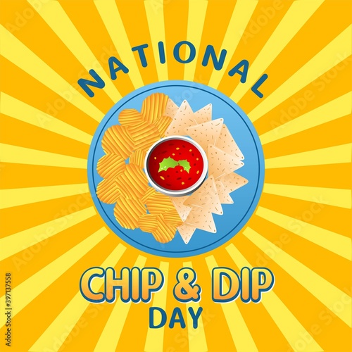 National Chip and Dip Day Vector Illustration. Suitable for greeting card poster and banner.