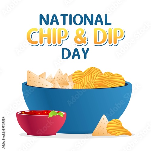 National Chip and Dip Day Vector Illustration. Suitable for greeting card poster and banner.